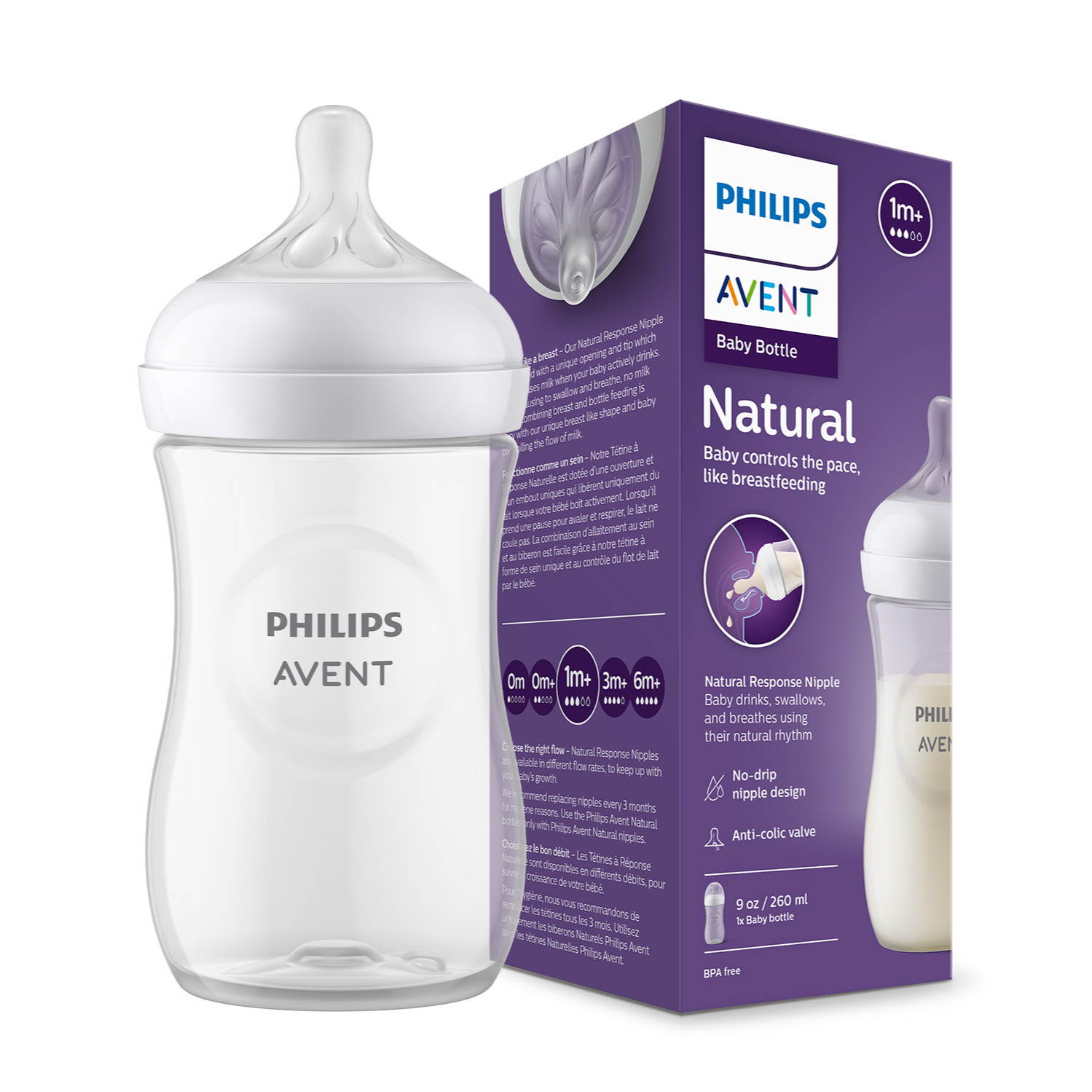 Philips Avent Natural Response Baby Feeding Bottle - 260 ml - 1 month+