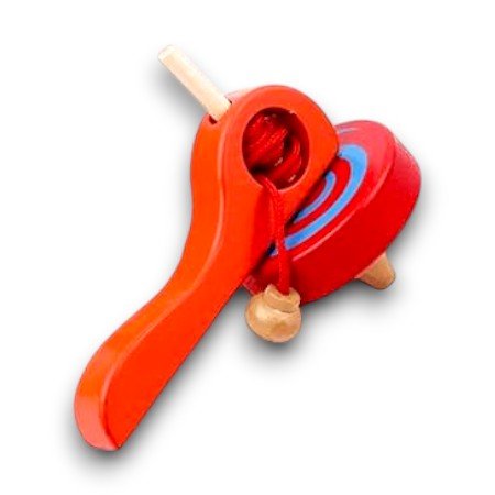 Classic Long top Spinner Wooden Handle Pull Rope Thread Colorful top. (Random Mix Design and Colours will be send)