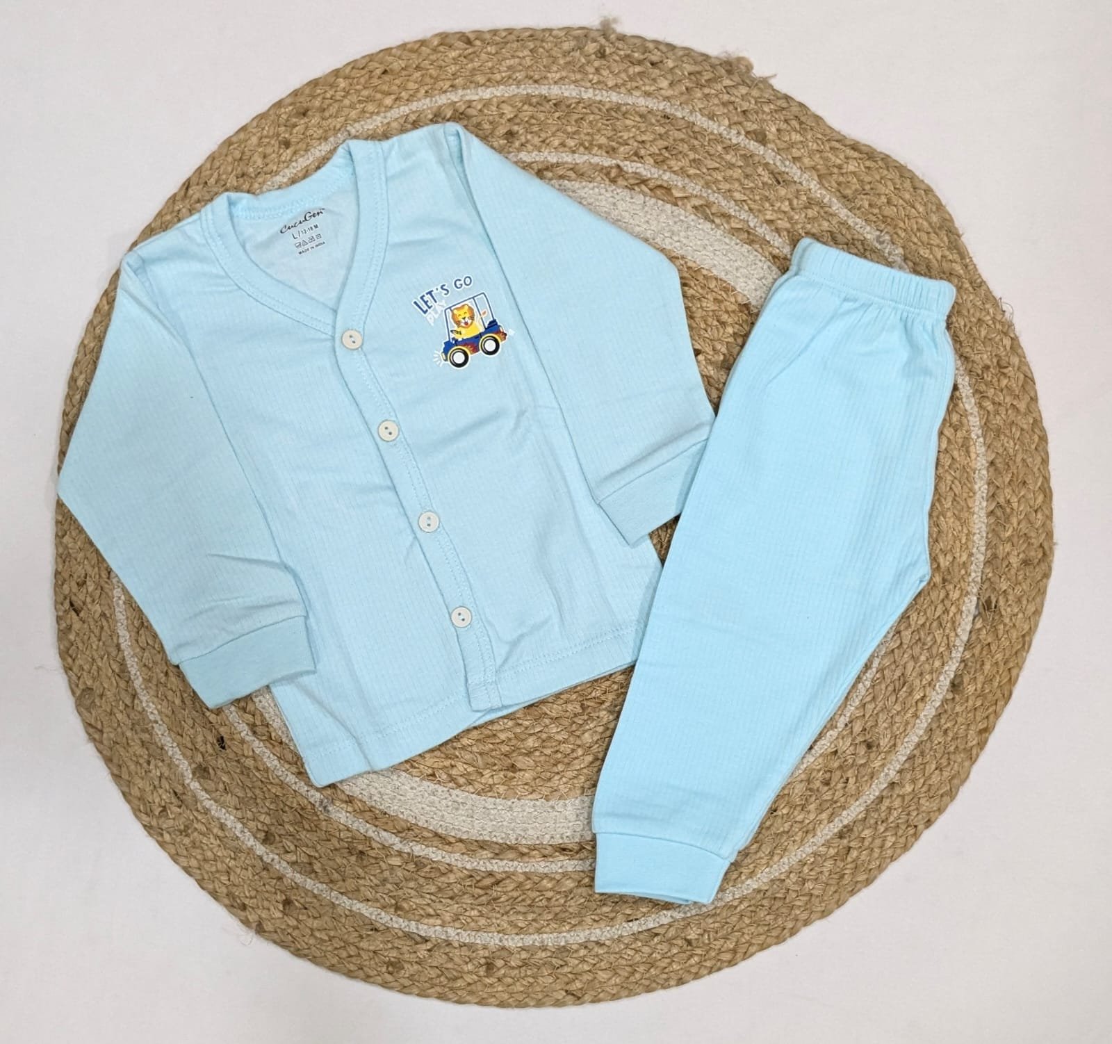 Baby 12-18 Months Thermal Wear 2 Piece Set Light Colours,NBE,Knit