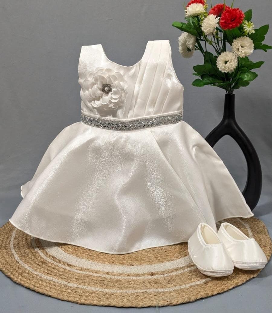 Kids Wear New Born Baby Girl Cotton Baptism Set /Girls Frock / White Frock Set.