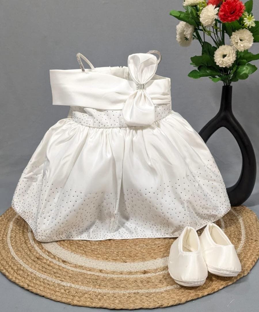 Kids Wear New Born Baby Girl Cotton Baptism Set /Girls Frock / White Frock Set.