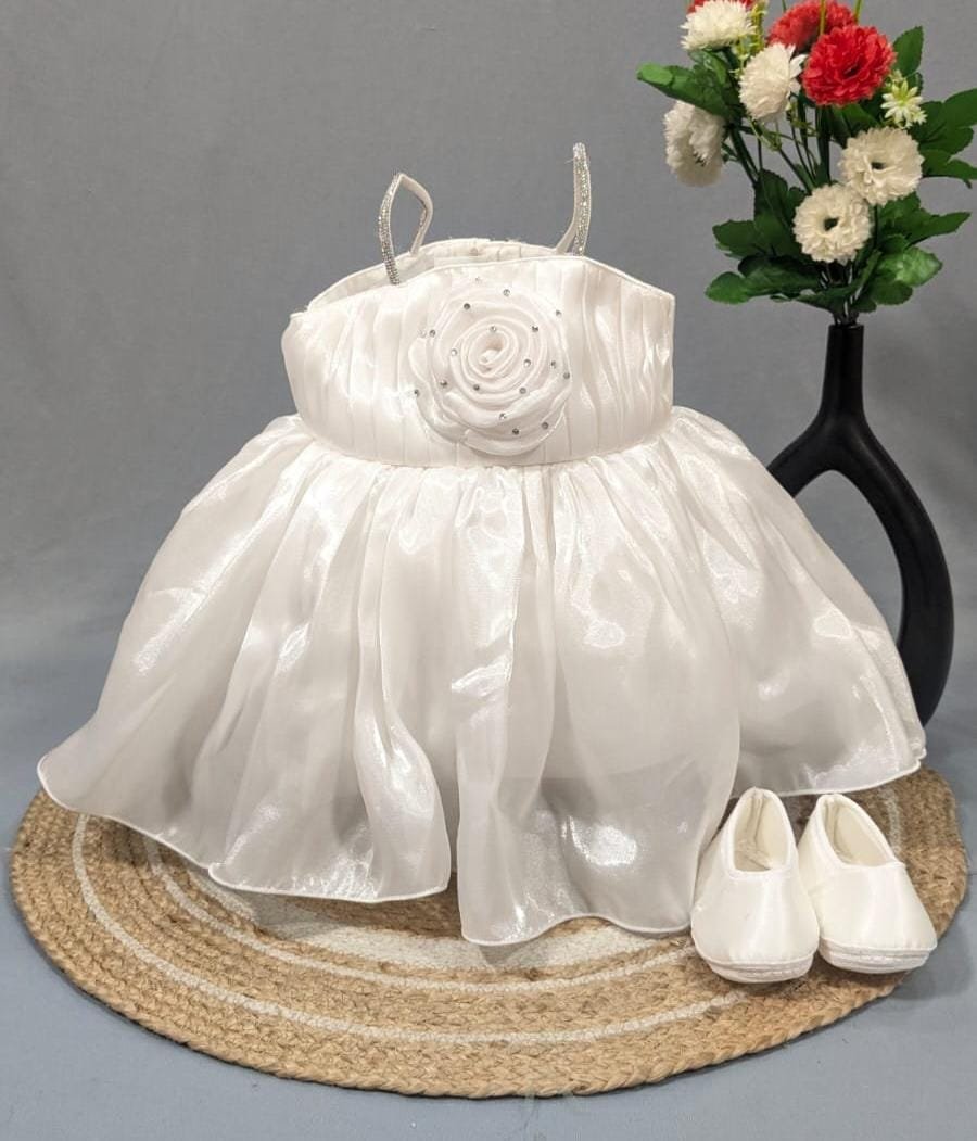 Kids Wear New Born Baby Girl Cotton Baptism Set /Girls Frock / White Frock Set.
