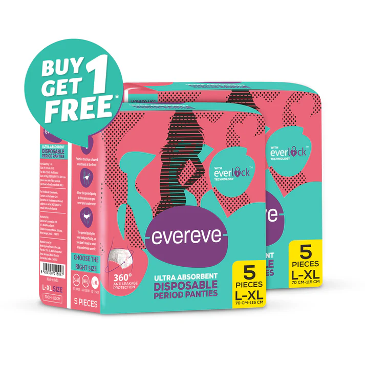 Evereve Overnight Period Panties L-XL 5 Pads Buy 1 Get 1
