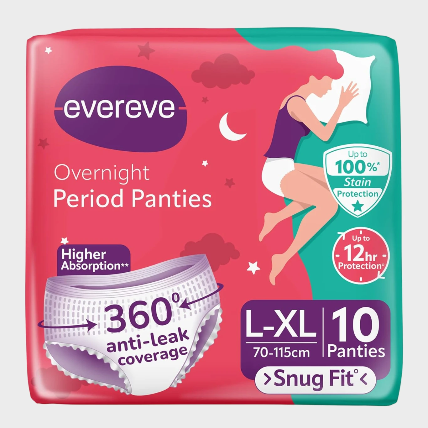 Evereve Overnight Period Panties L-XL 10 Pads Buy 1 Get 1