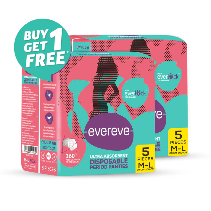 Evereve Overnight Period Panties M-L 5 Pads Buy 1 Get 1