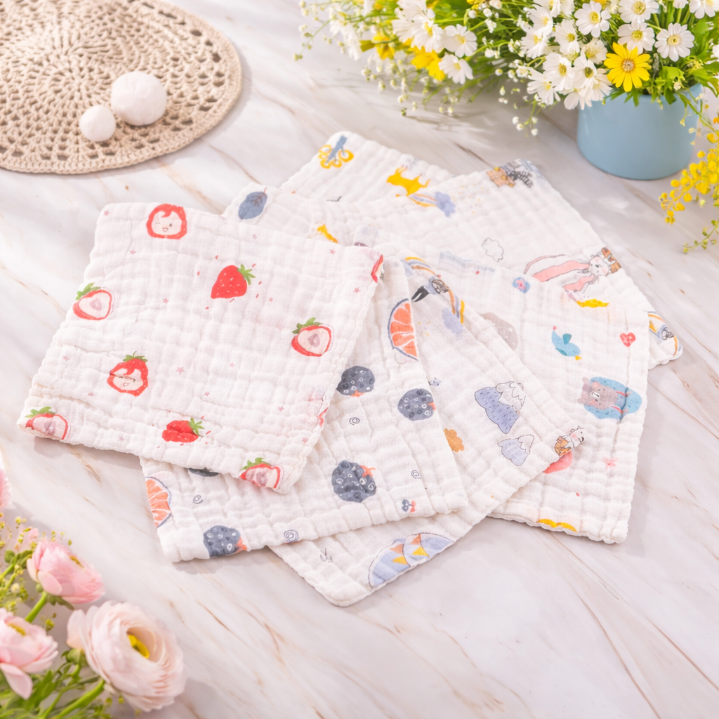 Soft 4 Layer Muslin Baby Napkins | Reusable Cotton Burp Cloths code:NBE