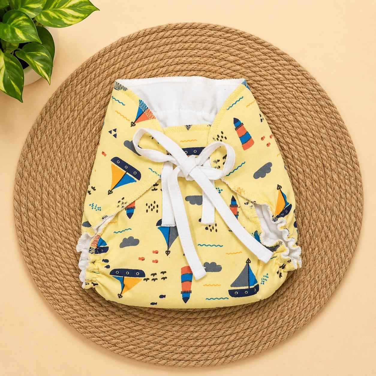 Dry feel langot for newborns (0-6 months)- Yellow Ship code: nbe, diaper,knit