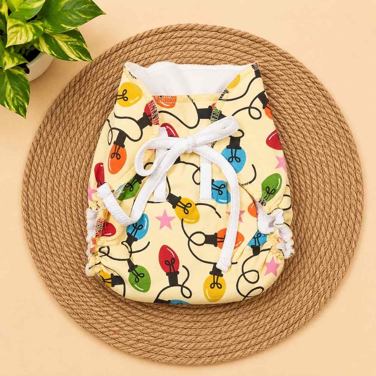 Dry feel langot for newborns (0-6 months)- Led Lights Prints code: nbe, diaper,knit
