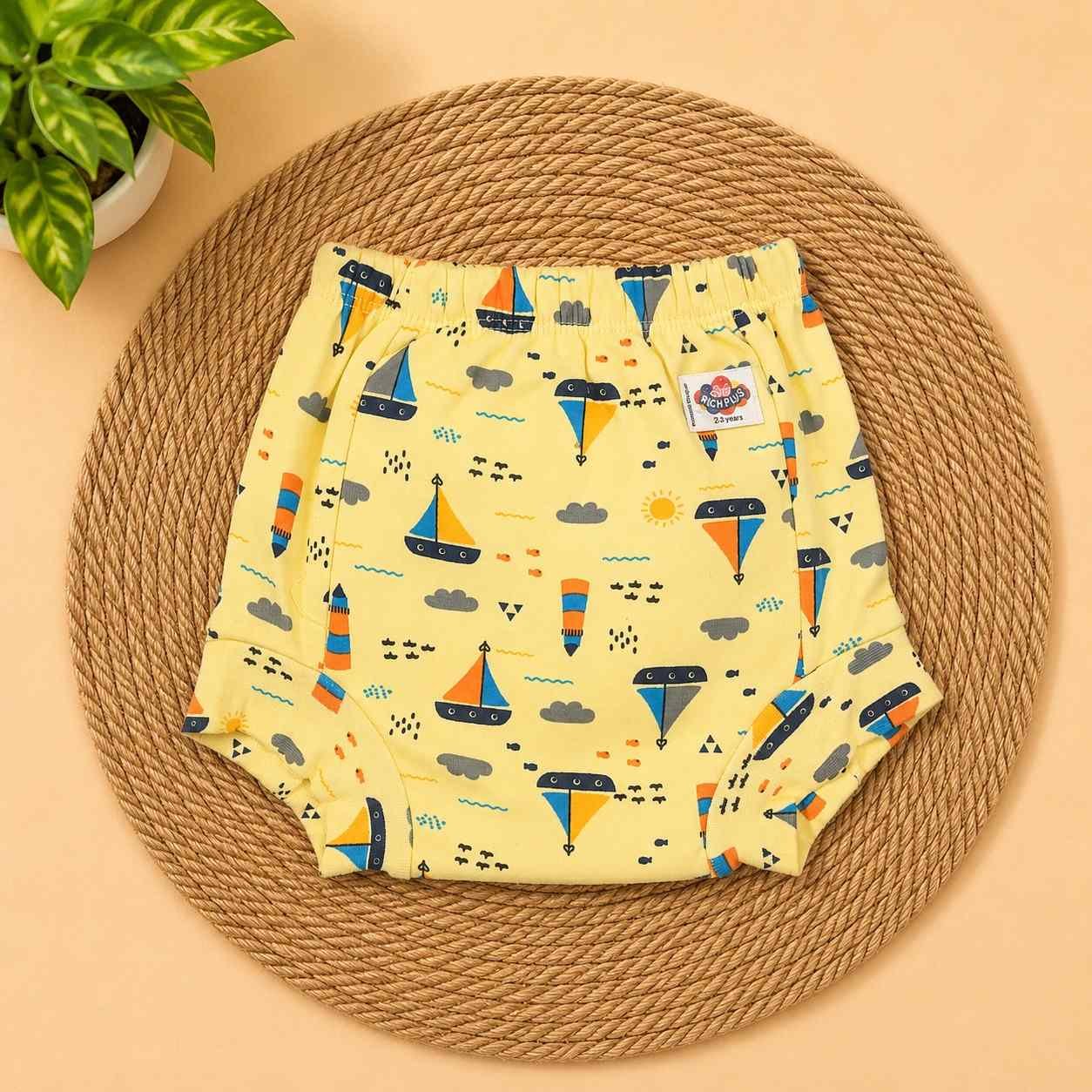 Soft cotton padded underwear for babies | washable training panty-Yellow ship code: nbe, diaper,knit