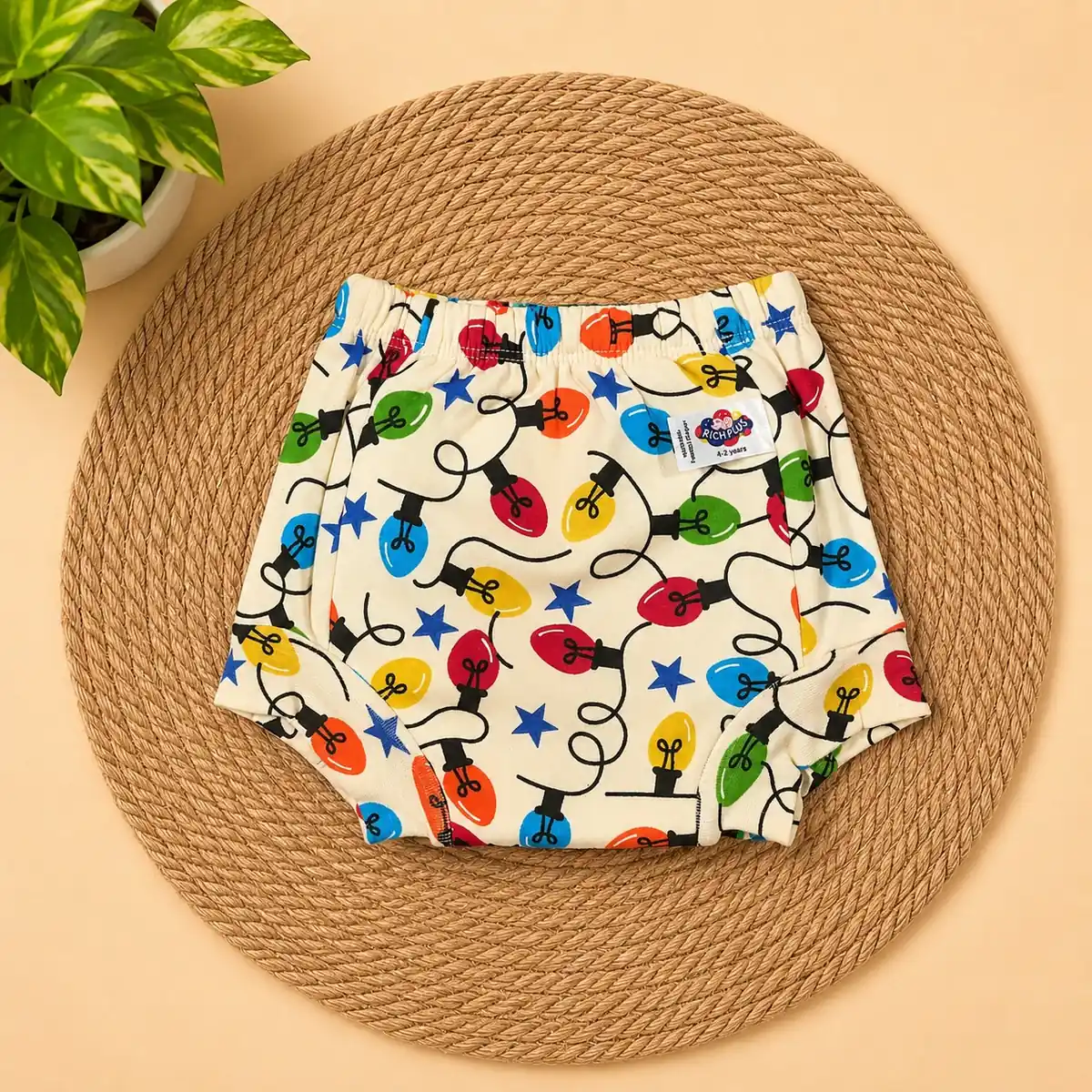 soft cotton padded underwear for babies | washable training panty-Led Lights prints: nbe, diaper,knit