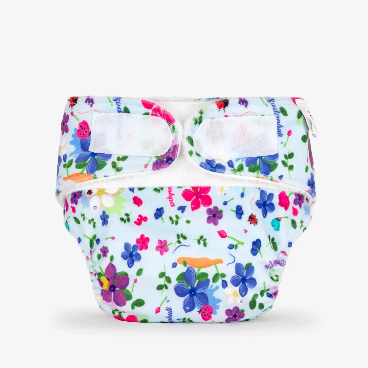 superbottoms uno 3.0 newborn organic velcro diaper 2.5–7 kg (Blue Florals)code:nbe,knit
