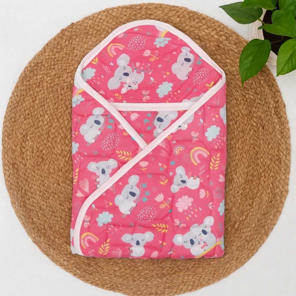 Premium Soft Baby Printed Wrapper with One Small Size Dry Sheet Free-Pink Panda code:NBE,Knit