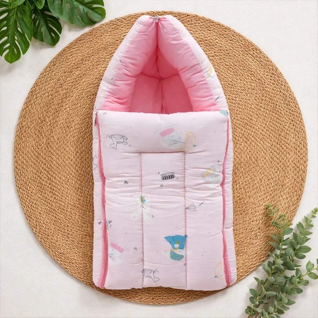 Pure Muslin Cotton Newborn Carry Bed – Soft Baby Carry Nest - Blue DinoCODE:NBE