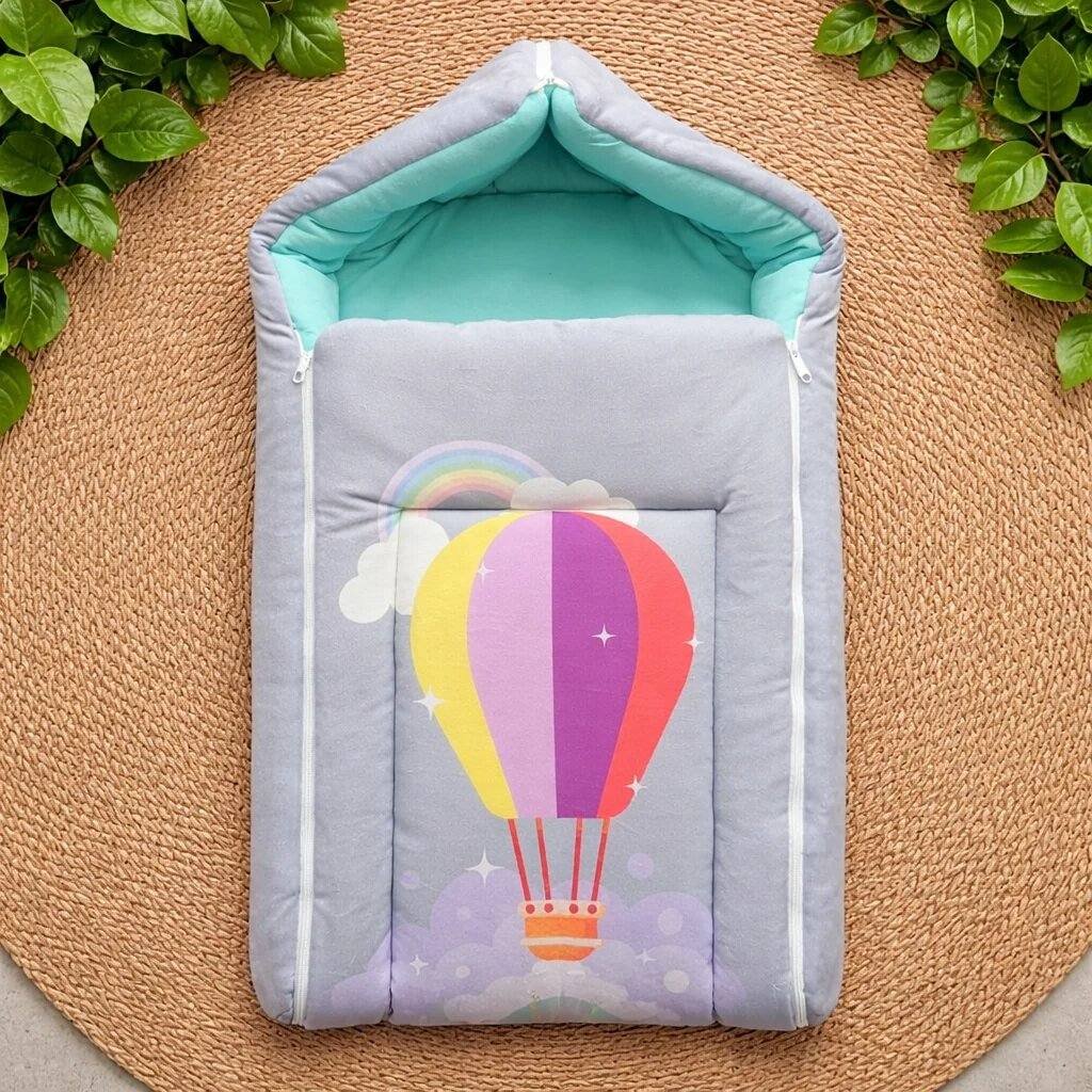 Premium Carry bed and wrapper-Grey with Parashoot code:NBE,Knit