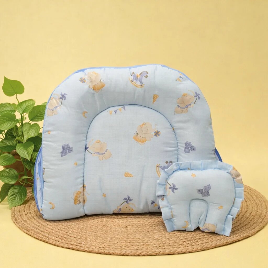 Extra Large Muslin Net Bed for Babies | Soft Cotton Baby Bedding with Mosquito Net-BLUE ANIMALSCODE:NBE
