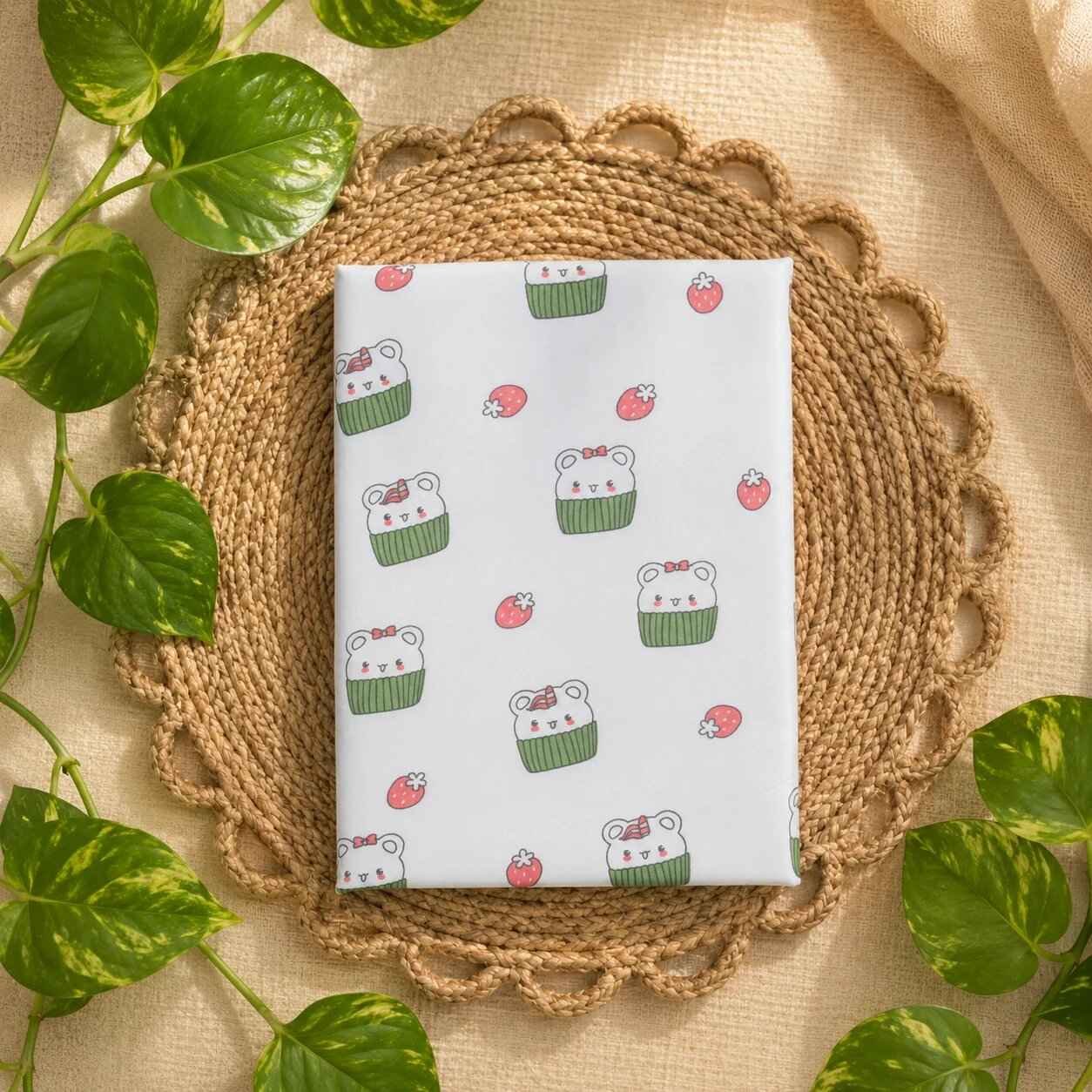 Small 100% Organic Cotton Baby Mattress Protector Sheet 60x80cm Cute White Panda-code:NBE