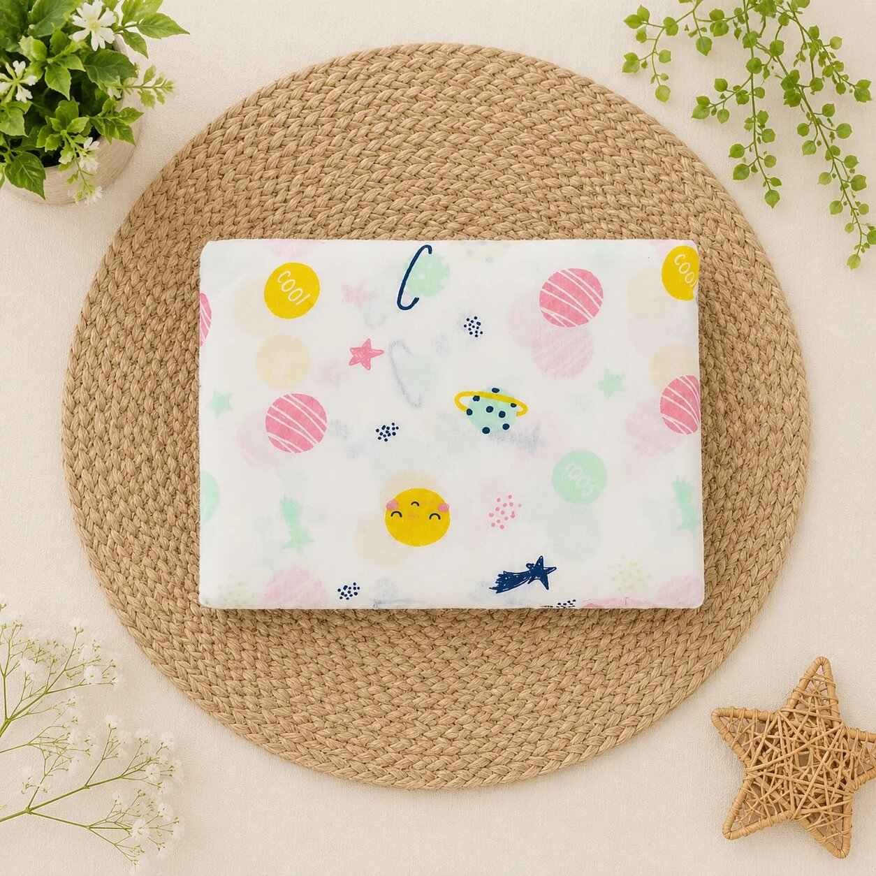 Pure Cotton New Born Baby Cradle Cloth | Jhula Thottil with Solar Prints