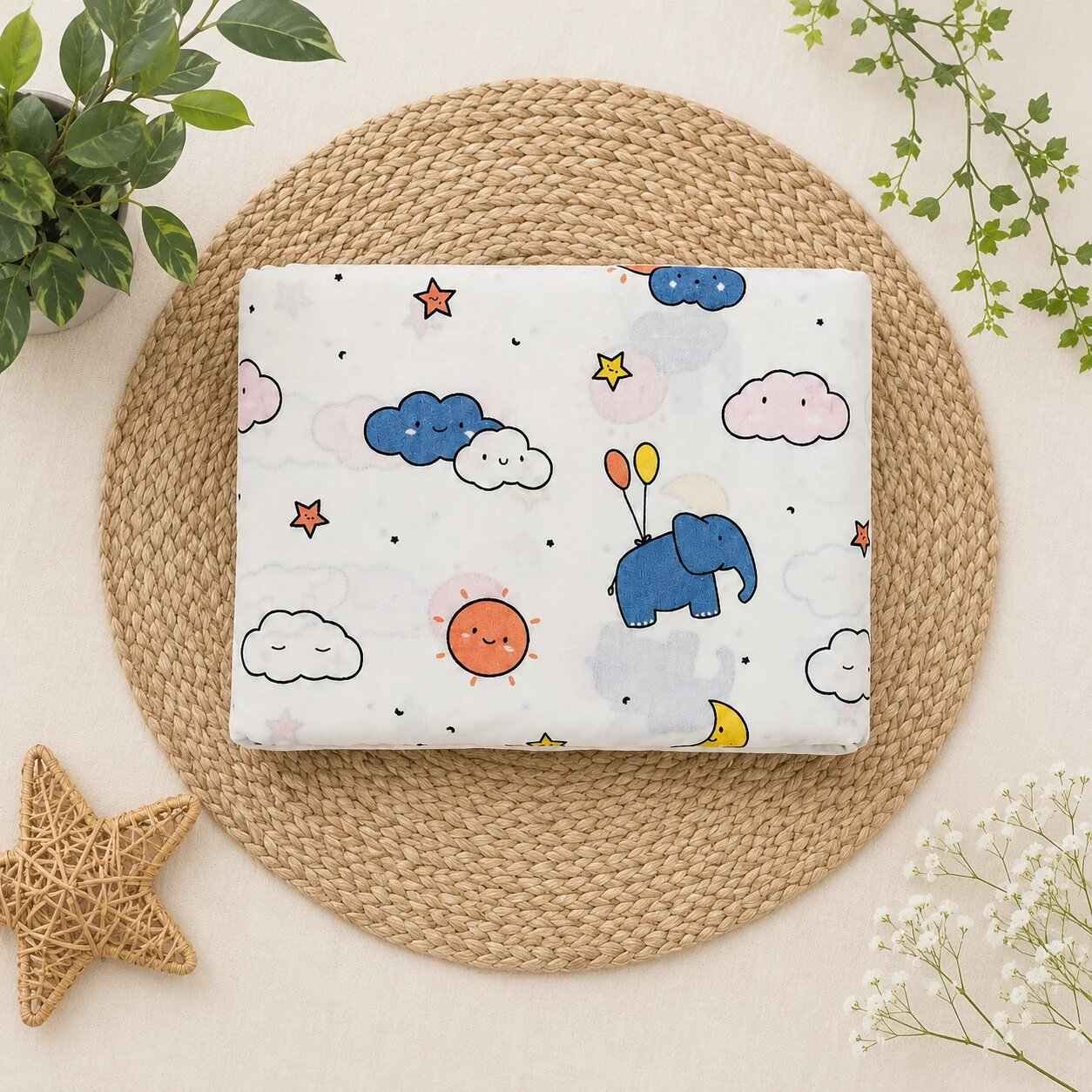 Pure Cotton New Born Baby Cradle Cloth | Jhula Thottil with Sunny Day