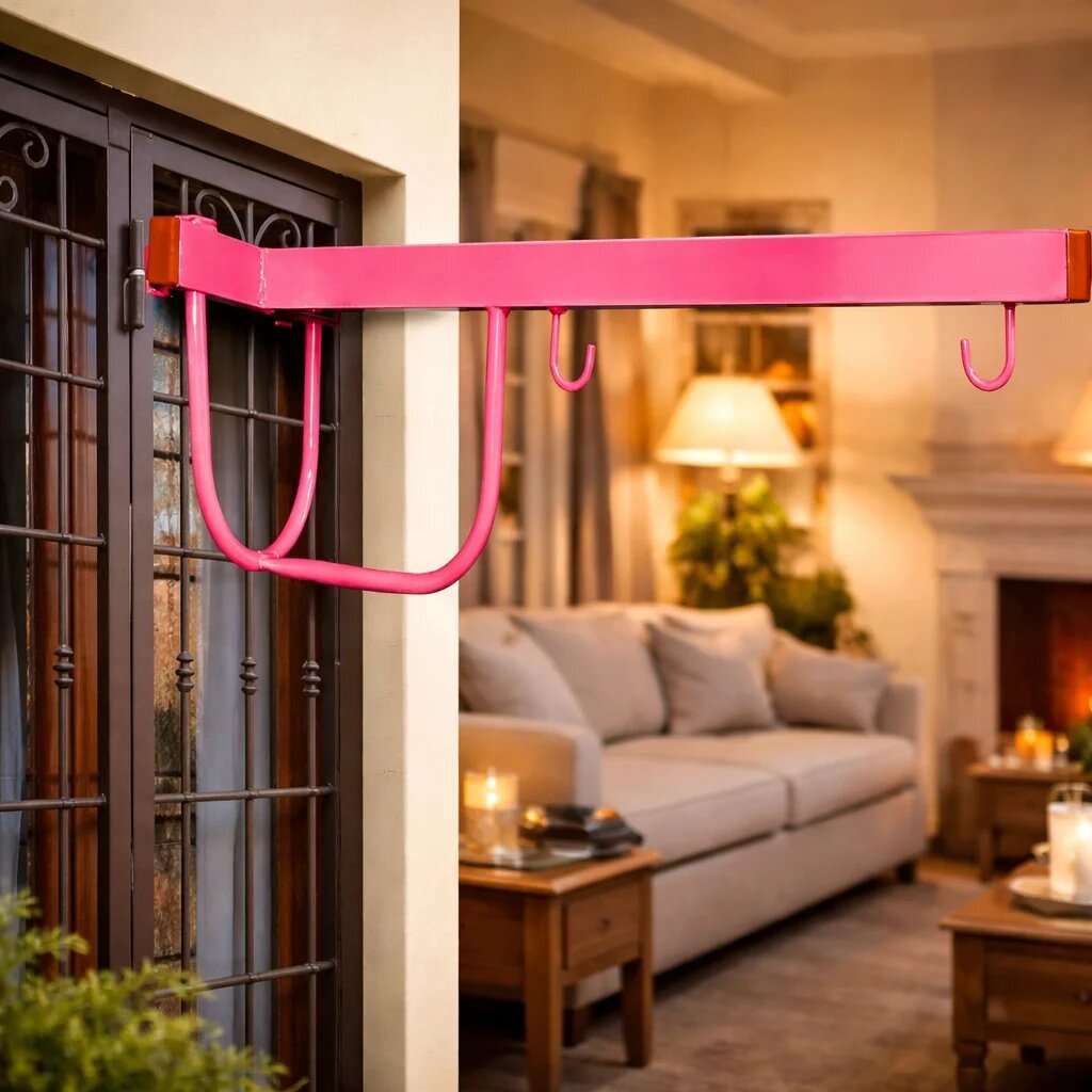 Window Cradle Hanger with  Double Hook/ Jhula / Jhoola / Cot - Cradle Hanger, Metal, pink code:NBE