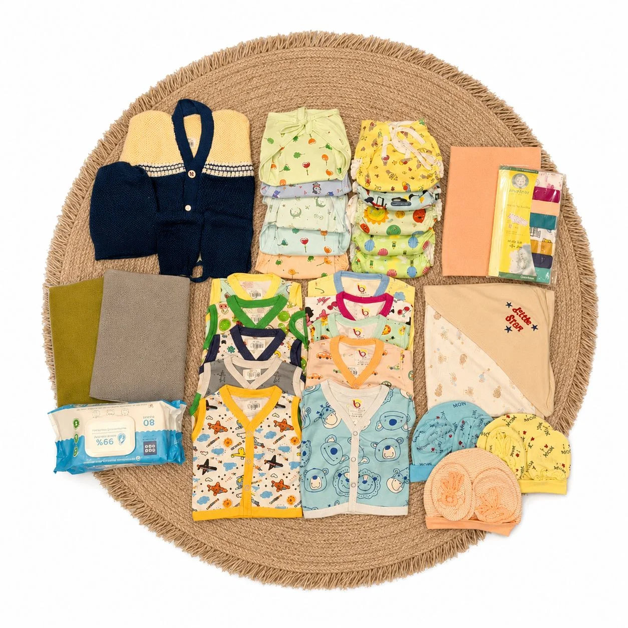 Magizhchi Kit – 45 Pcs Knitted Newborn Baby Hospital Kit,NBE,Combo