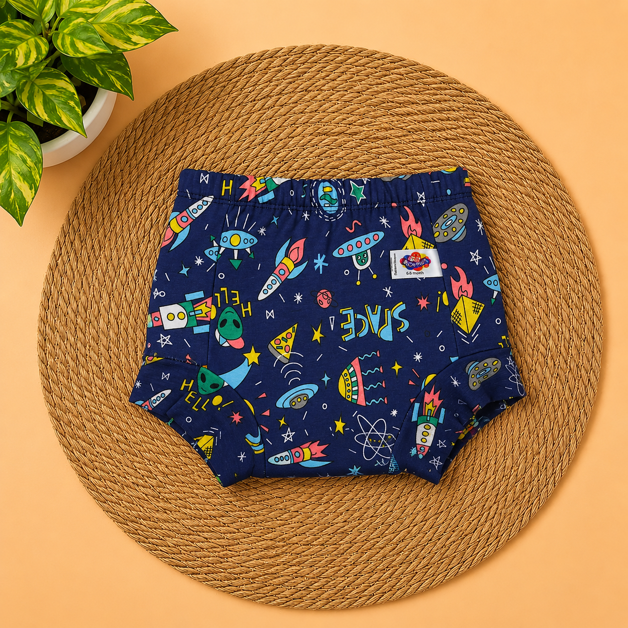 Soft Cotton Padded Underwear for Babies | Washable Training Panty-Nevy Blue Space code: nbe, diaper,Knit