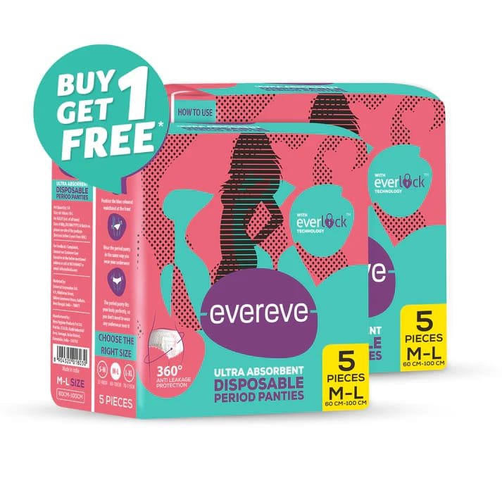 Evereve Overnight Period Panties M-L 5 Pads Buy 1 Get 1 combo