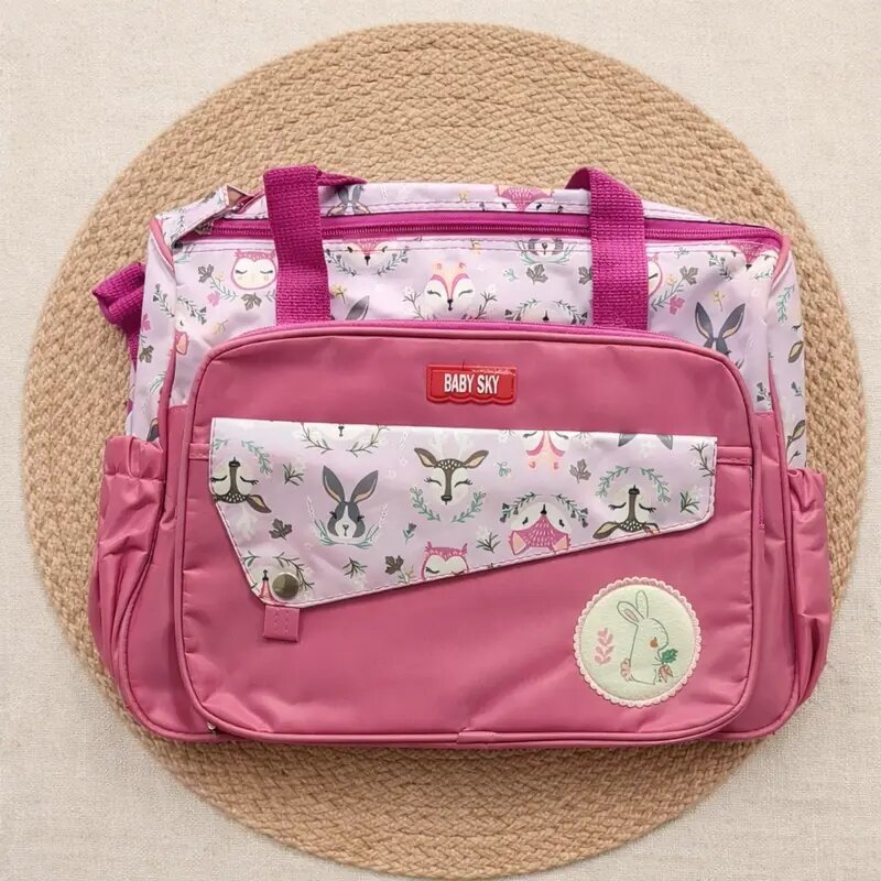 High quality Multi-purpose Mother Bag-pink with animal prints