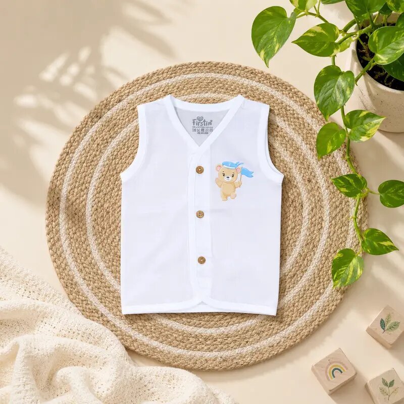 Organic Poplin Sleeveless Jabla for Babies (Preterm to 3-6 Months)-Assored cute prints code: NBE