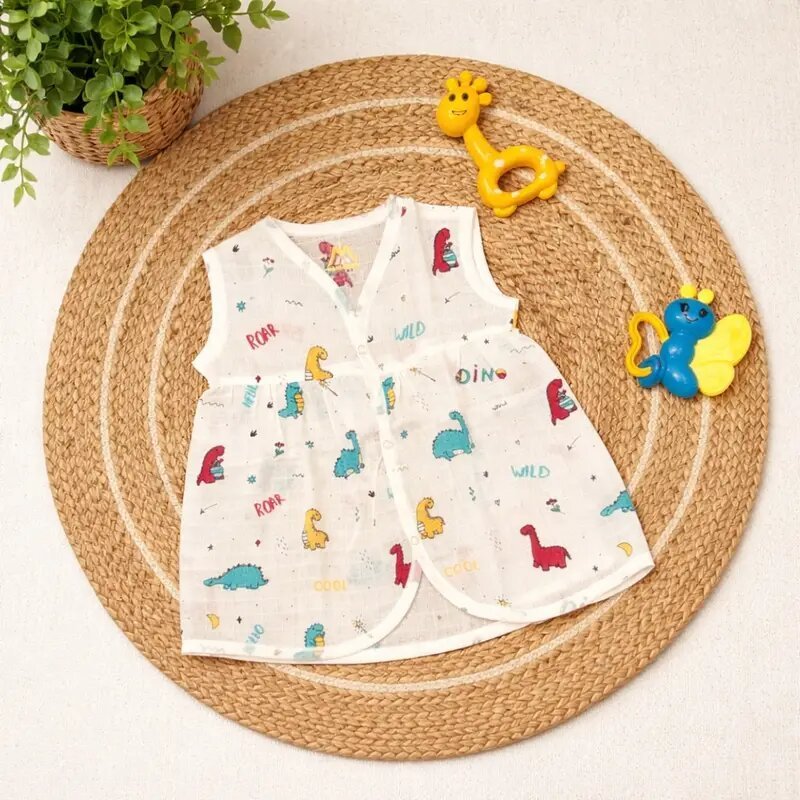 Premium Pure Cotton Muslin Frock Front Button code:NBE