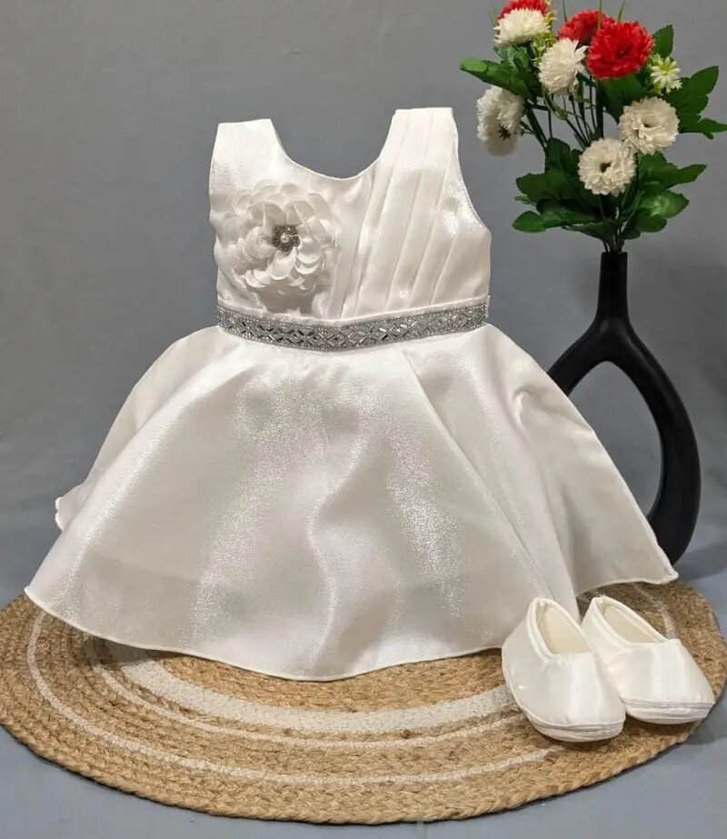 Kids Wear New Born Baby Girl Cotton Baptism Set /Girls Frock / White Frock Set.