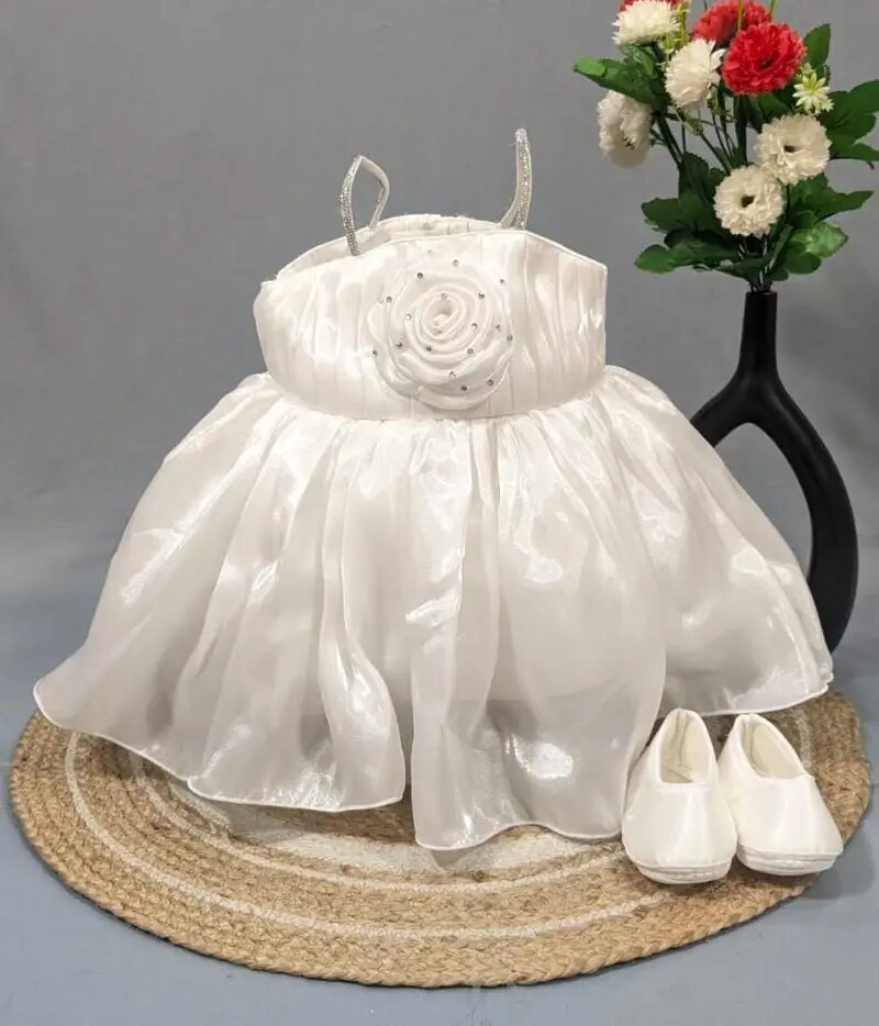 Kids Wear New Born Baby Girl Cotton Baptism Set /Girls Frock / White Frock Set.