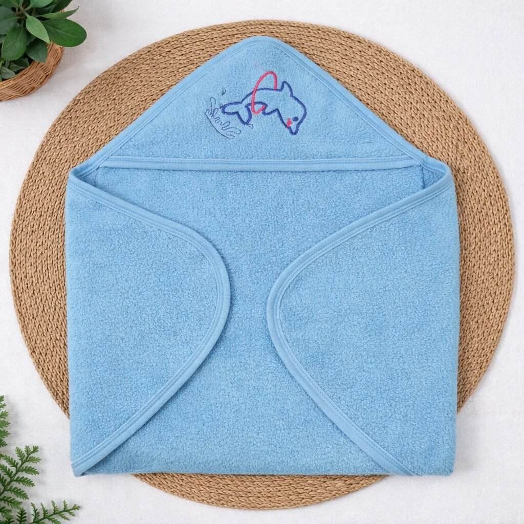 Plain Fleece Hooded Towel - Wrapping Towel -Blue Dollphin code:NBE,Knit
