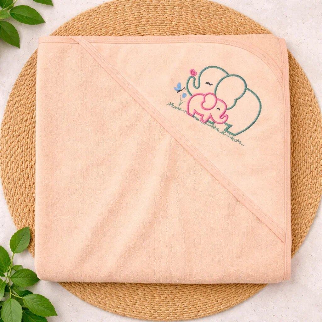 Double Layer Terry Hooded Baby Towel -ORANGE ELEPHANT code:NBE,Knit