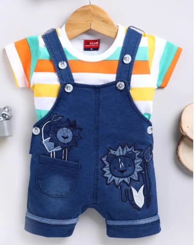 Denim Dungaree for Kids / Trendy Outfit-Multi Stripes(y)