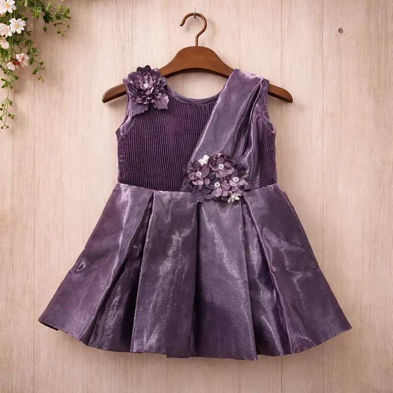 Beatiful lavander satin Frock Sleeves for Girls | Elegant Dress for Kids | Stylish Sleeveless frock