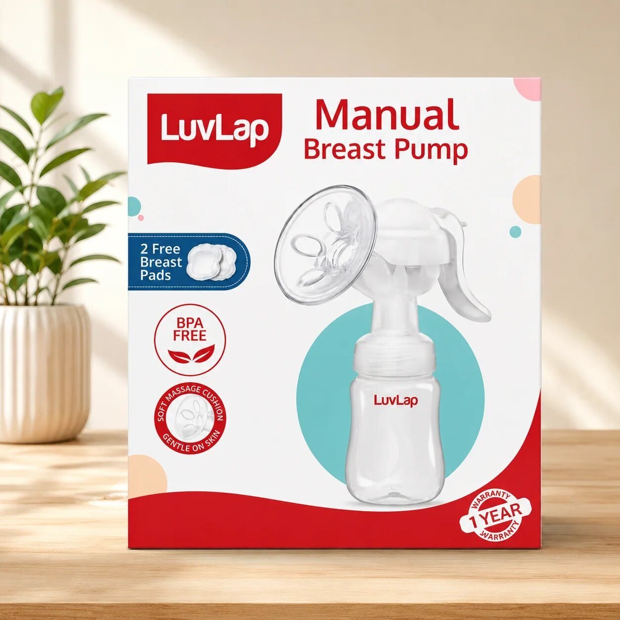 LuvLap Manual Breast Pump BPA Free Breastfeeding Pump