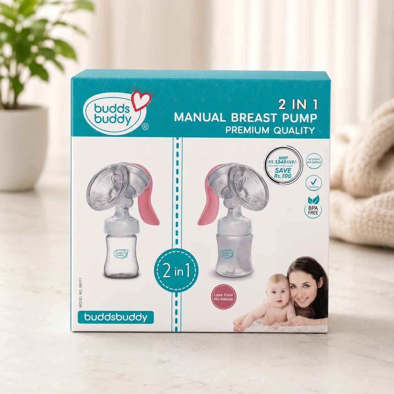 Buddsbuddy 2 in 1 Manual Breast Pump BPA Free Feeding Pump