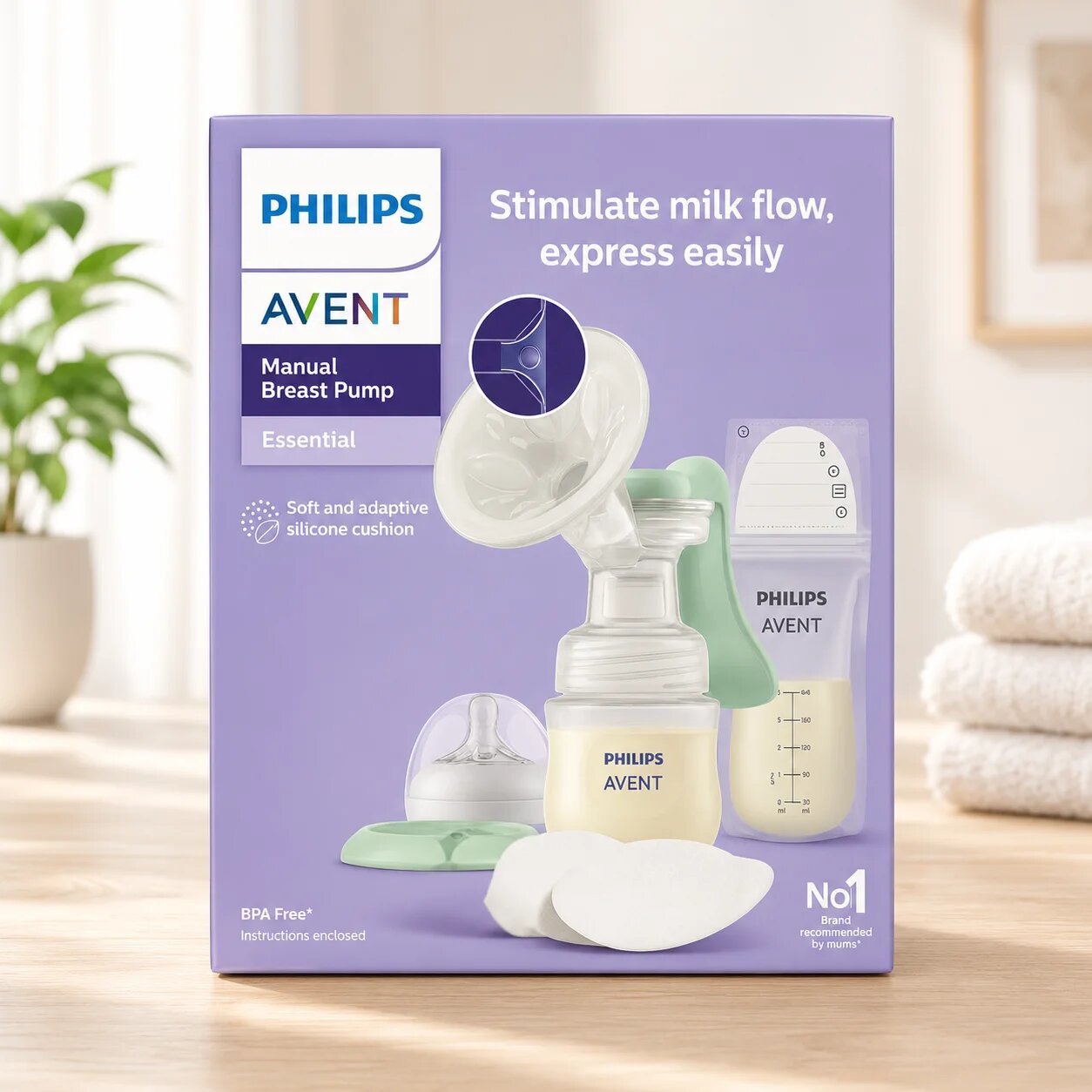 Philips Avent Manual Breast Pump Essential BPA Free Feeding Kit