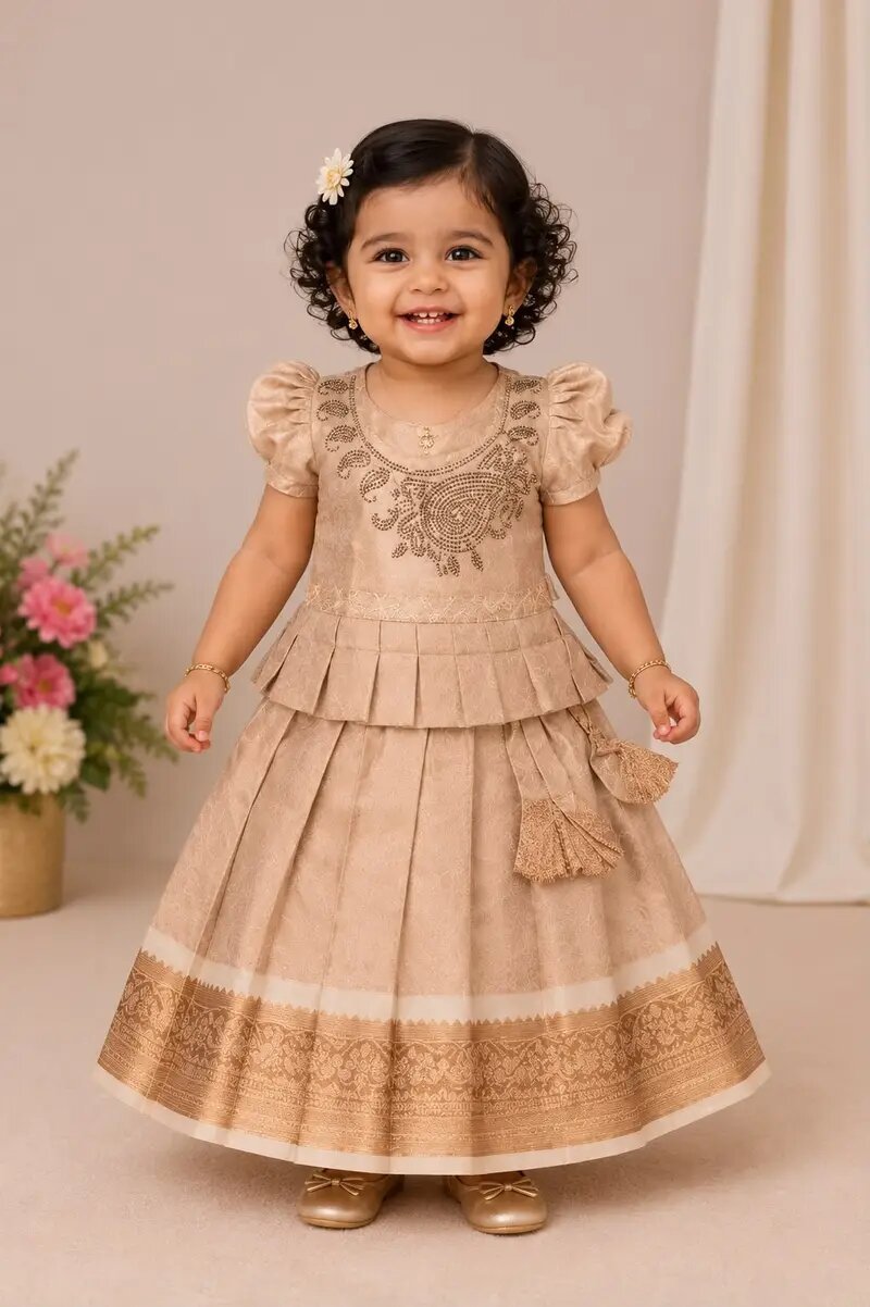 Premium Girls Traditional wear - Pattu pavadai sattai for girl babies -SunGlow