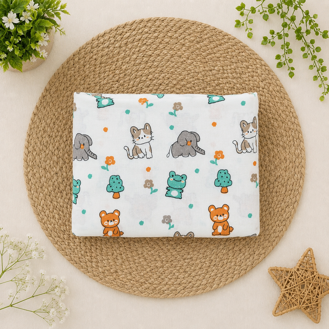 pure cotton new born baby cradle cloth | jhula thottil with Animals print
