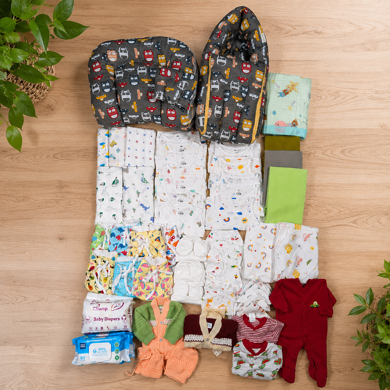 Magizhchi kit -muslin newbron hospital kit 70 pcs | baby essential set mkit code:nbe,Combo