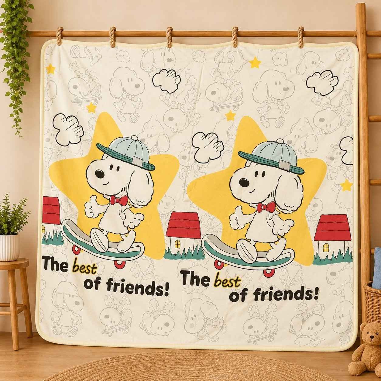 super soft baby blanket with cartoon prints for newborn to 3 years(WHITE DOG)code:nbe,knit