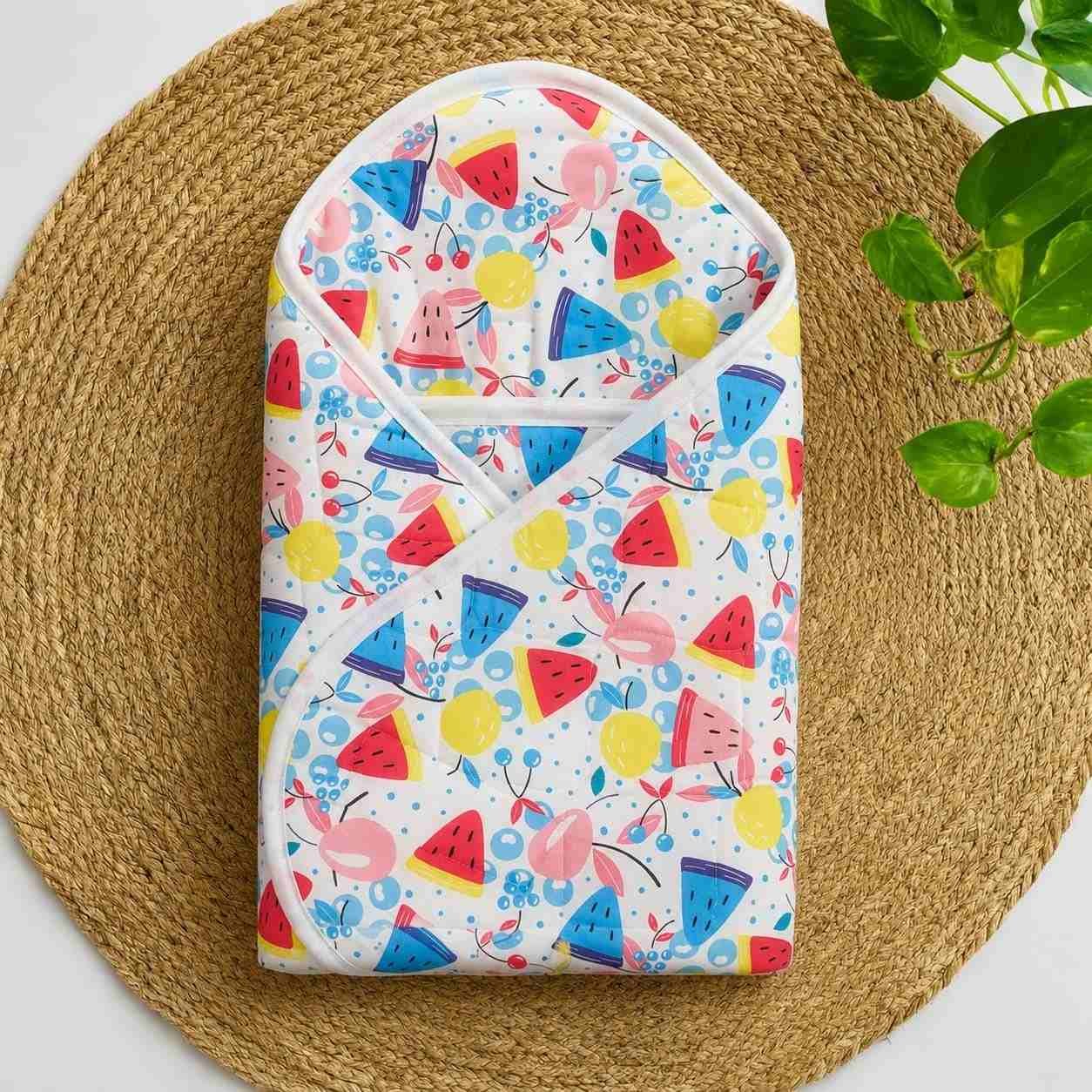 premium soft baby printed wrapper with one small size dry sheet free- All Fruits code:nbe,knit