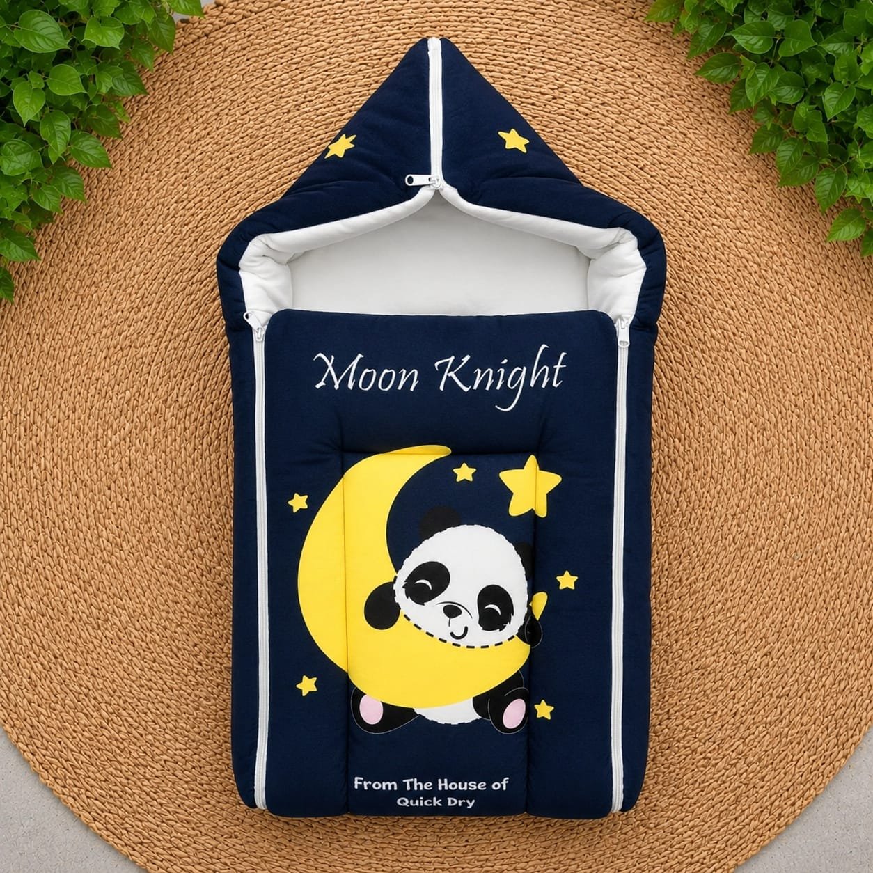 premium carry bed and wrapper -Navy blue with white panda code:nbe,knit
