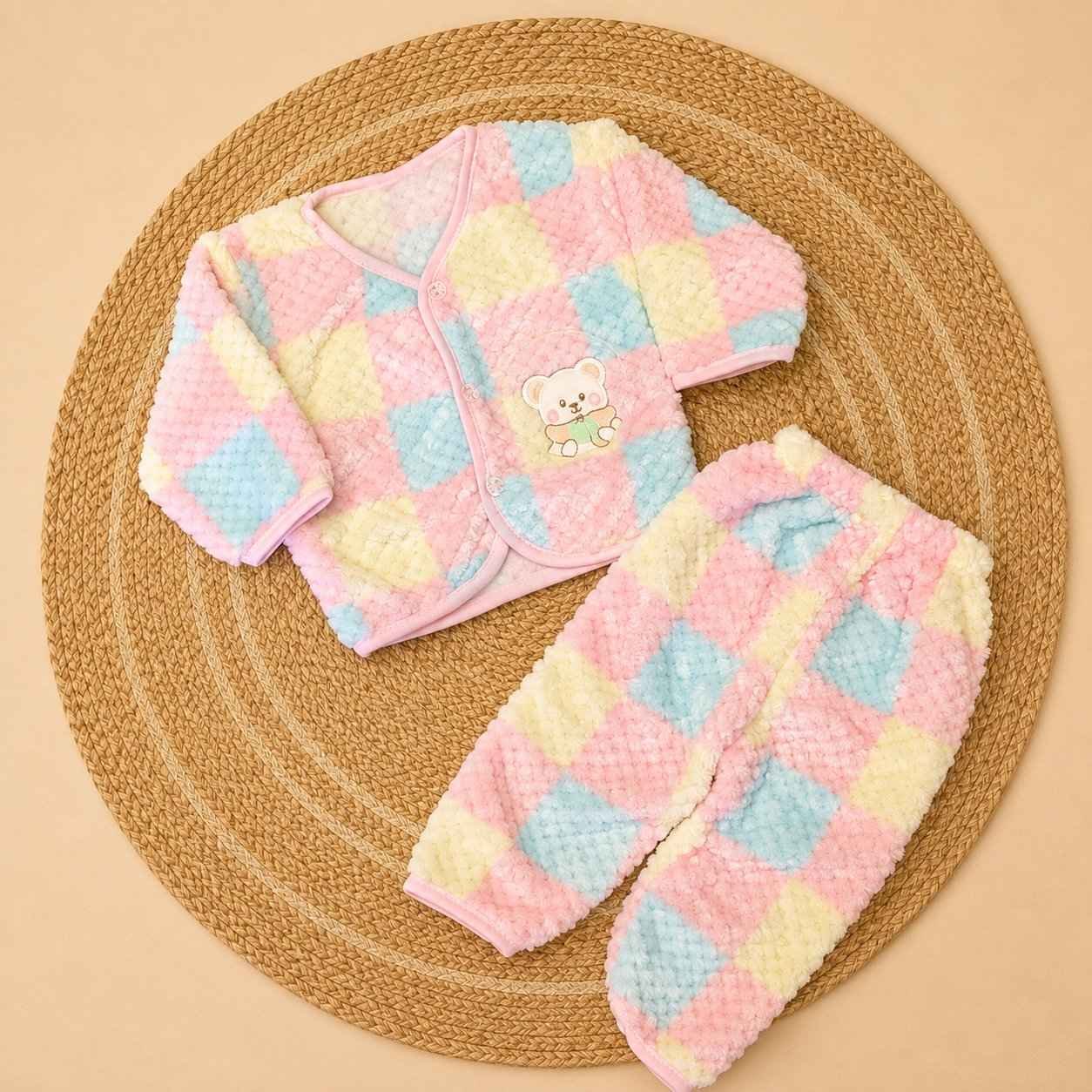 2PCS Soft Fleece Winter Baby Clothing Set 0-6 Months Warm Wear