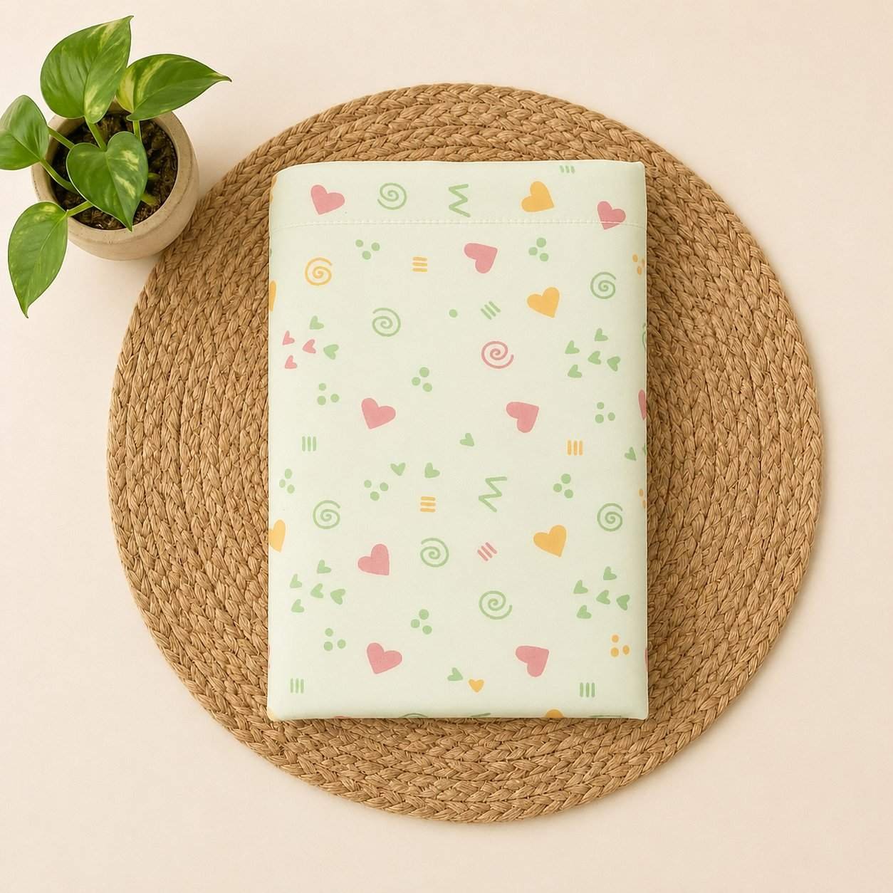 small 100% organic cotton baby mattress protector sheet 60x80cm -code:nbe -LITTLE HEARTS