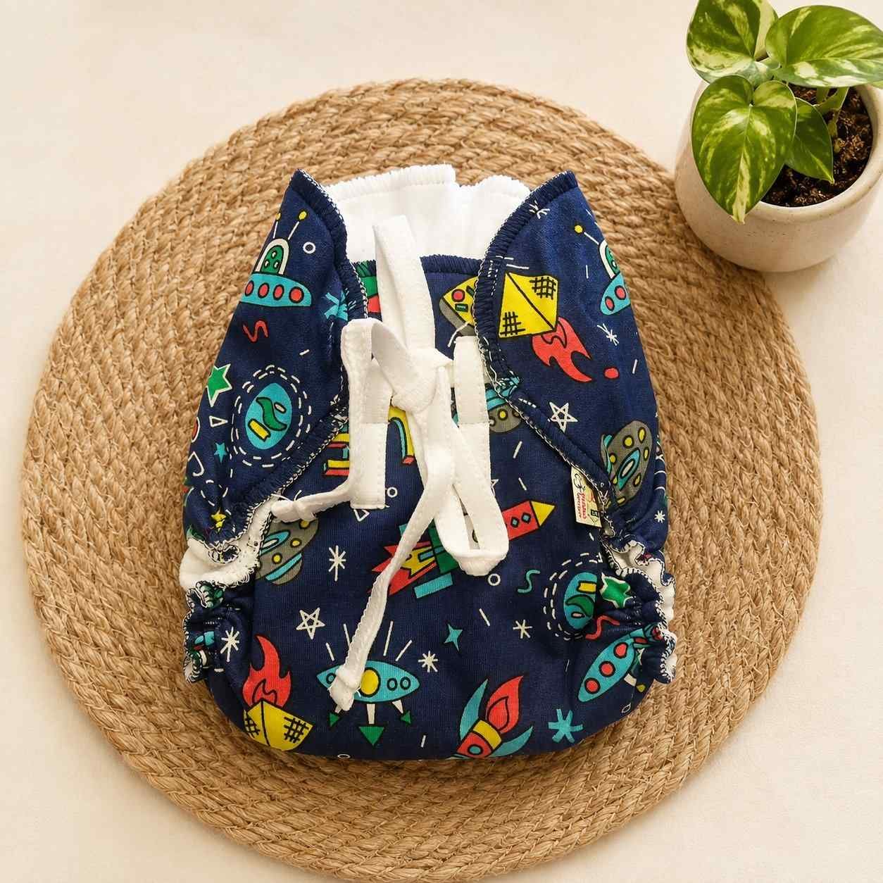 dry feel langot for newborns (0-6 months)-solar print navy space code: nbe, diaper-knitted cotton