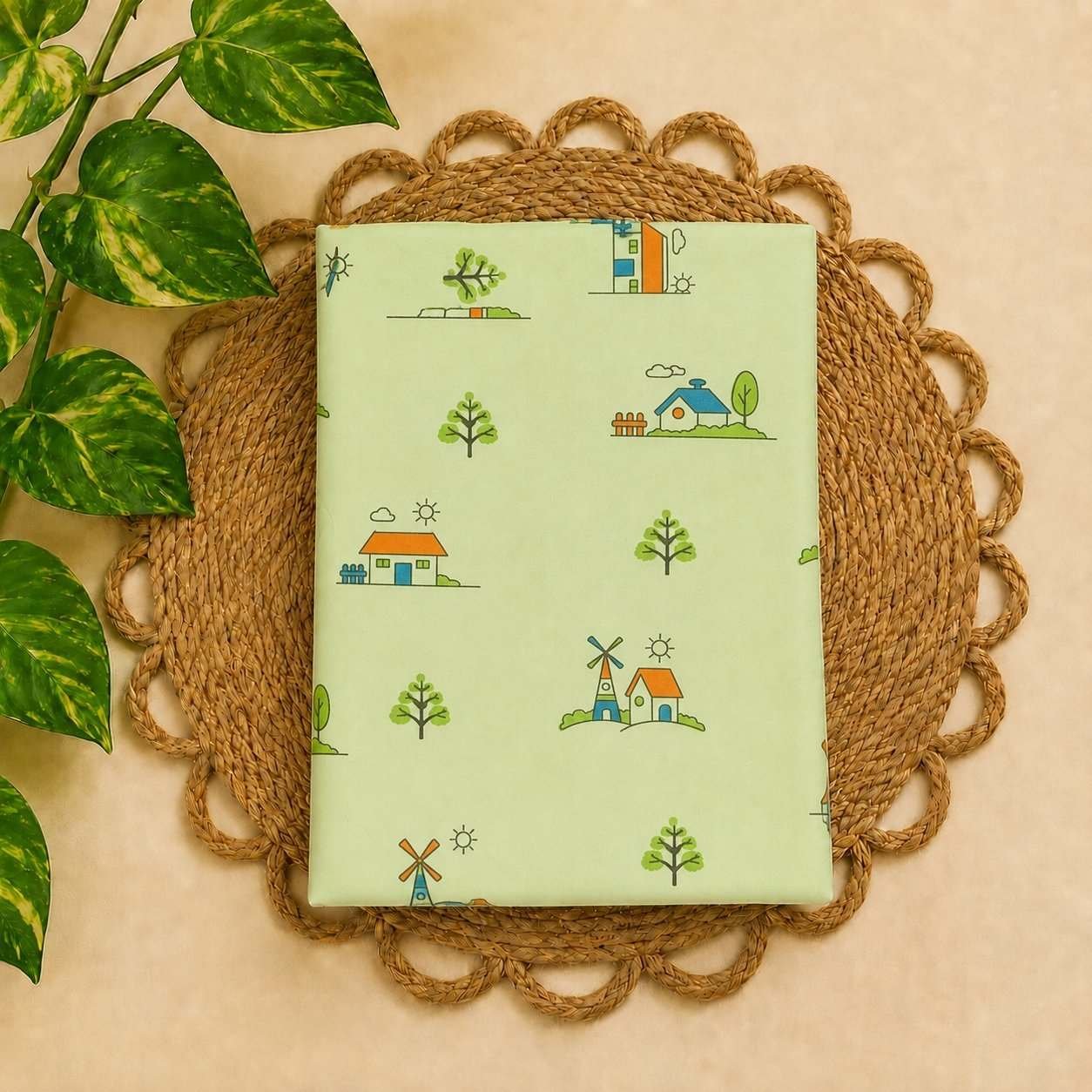 Small 100% organic cotton baby mattress protector sheet 60x80cm Green Home -code:nbe