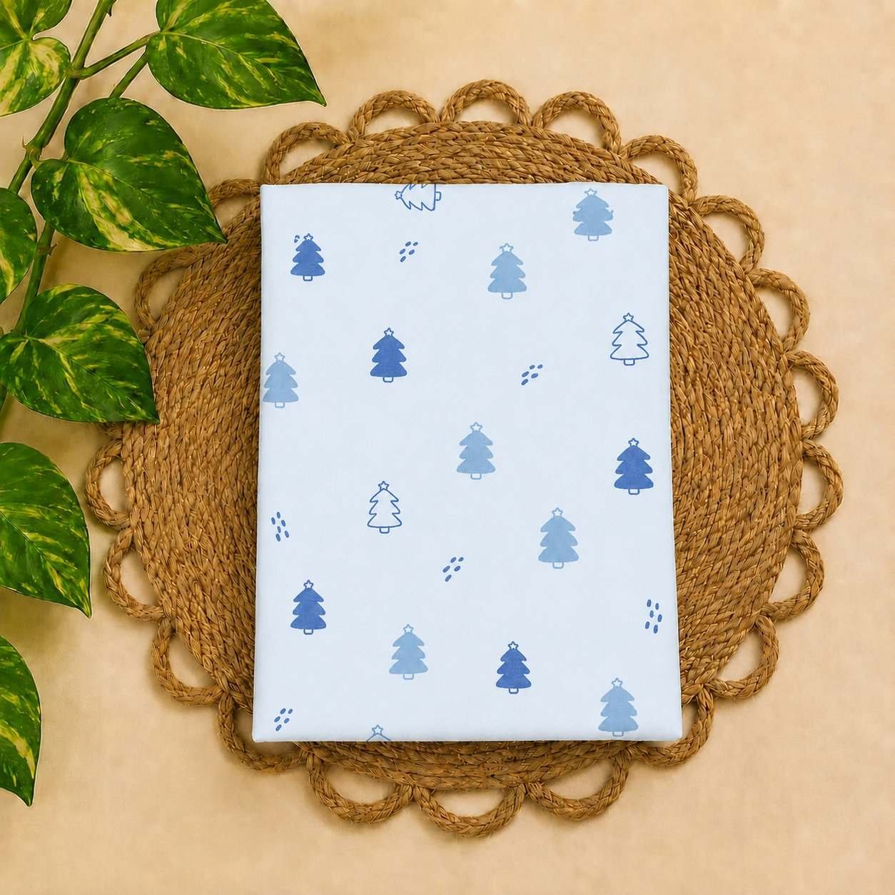 Small 100% organic cotton baby mattress protector sheet 60x80cm Blue Tree -code:nbe