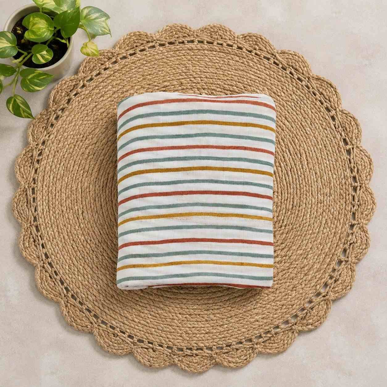 premium muslin cradle cloth 3.5 metre for babies up to 1 year-Multi Strips prints,nbe